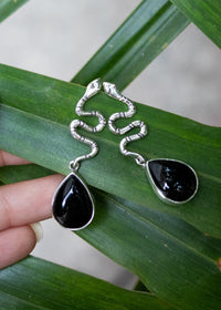 Black Onyx Snake Earrings AE-6647