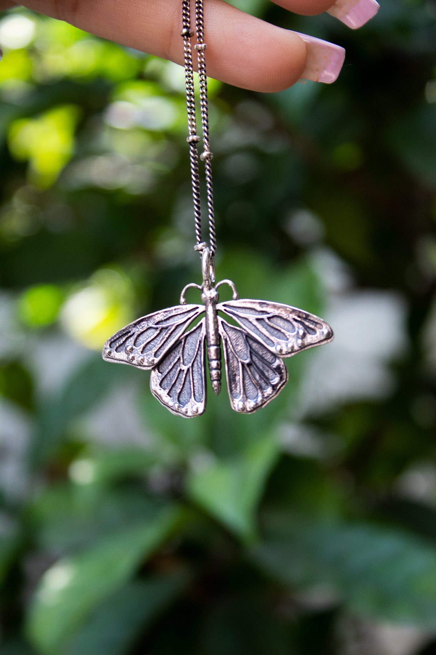 Metamorphosis Butterfly Silver Necklace, AP- 7379