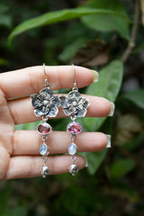 Blush Petal Drops, Pink Tourmaline & Moonstone Earring, AE-7813