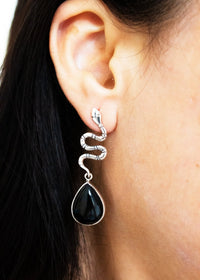 Black Onyx Snake Earrings AE-6647