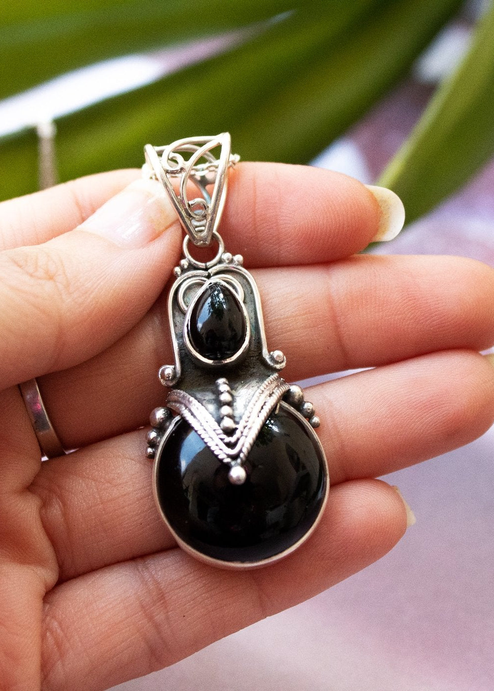 Black Onyx Pendant 925 Sterling Silver, Onyx Jewelry, AP-2071 - Its Ambra