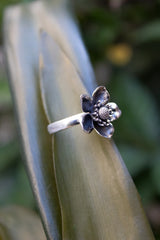 Whispering Bloom - Sterling Silver Floral Ring, AR- 7384