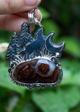 Lunar Serenade: Mexican Agate Pendant, AP-6995