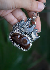 Lunar Serenade: Mexican Agate Pendant, AP-6995