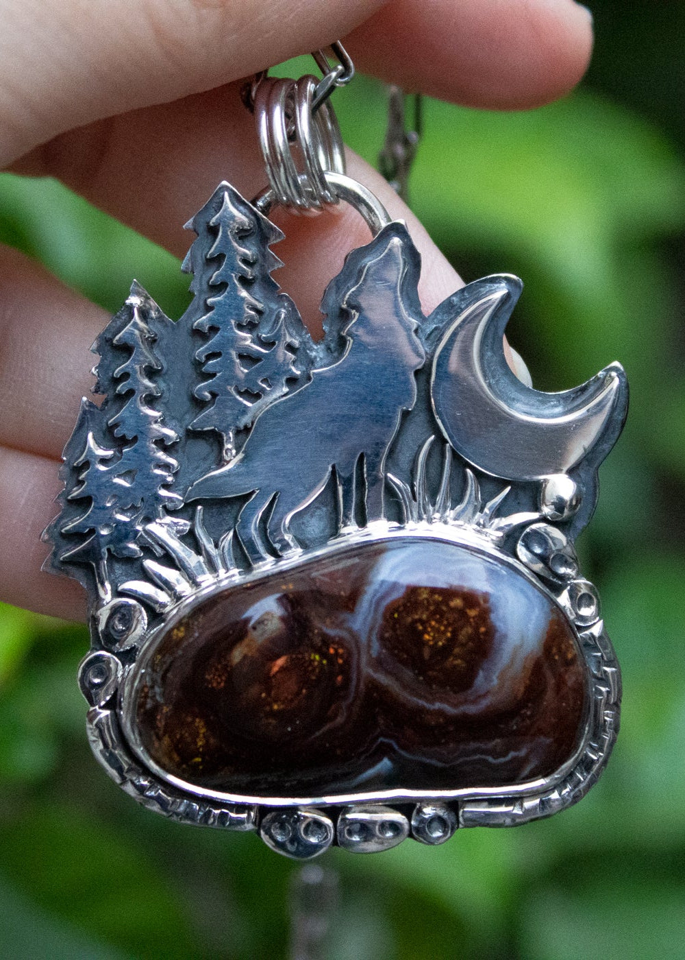 Lunar Serenade: Mexican Agate Pendant, AP-6995