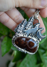 Lunar Serenade: Mexican Agate Pendant, AP-6995