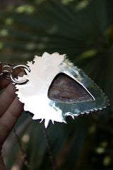 Garden of Whispers — Crazy Lace Agate & Bees Sterling Silver Pendant, AR- 7463