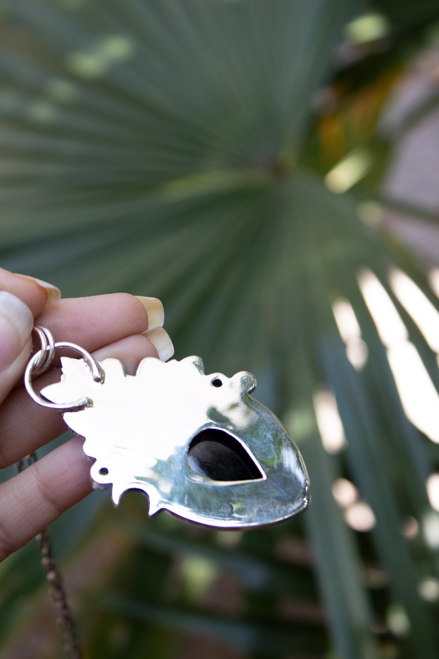Midnight Sentinel — Wolf & Onyx Sterling Silver Pendant, AR-7461