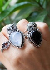 Bague Hibou Onyx Noir Argent Sterling 925 AR-6676