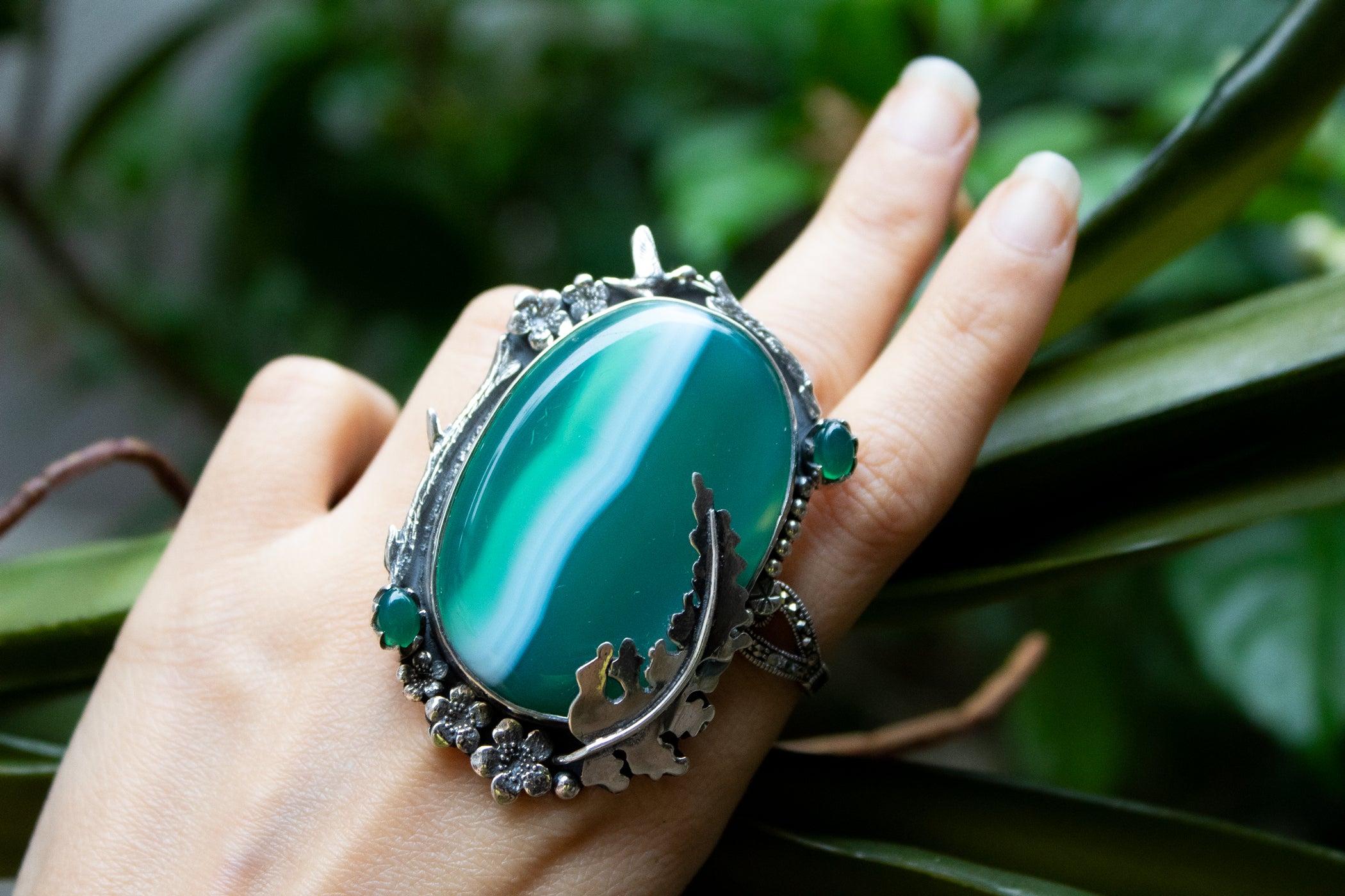 Bague Ceintur e Onyx Vert ou Agate Verte AR 6697 Its Ambra