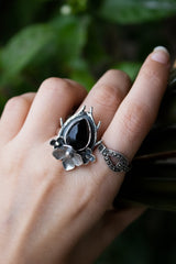 Black Onyx Floral Ring, AR-7012