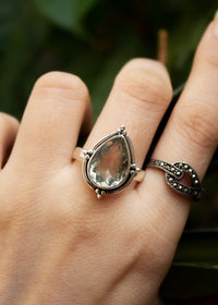 Green Amethyst Ring, Sterling Silver, Gift for Women, Artisan Ring SKU 6044
