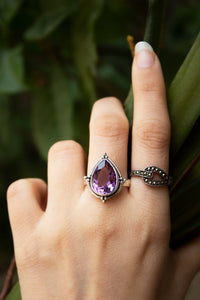 Natural Amethyst Ring, Sterling Silver, February Birthstone SKU 6067