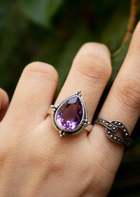 Natural Amethyst Ring, Sterling Silver, February Birthstone SKU 6067