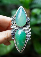 Aqua Chalcedony & Chrysoprase Ring, AR-6682