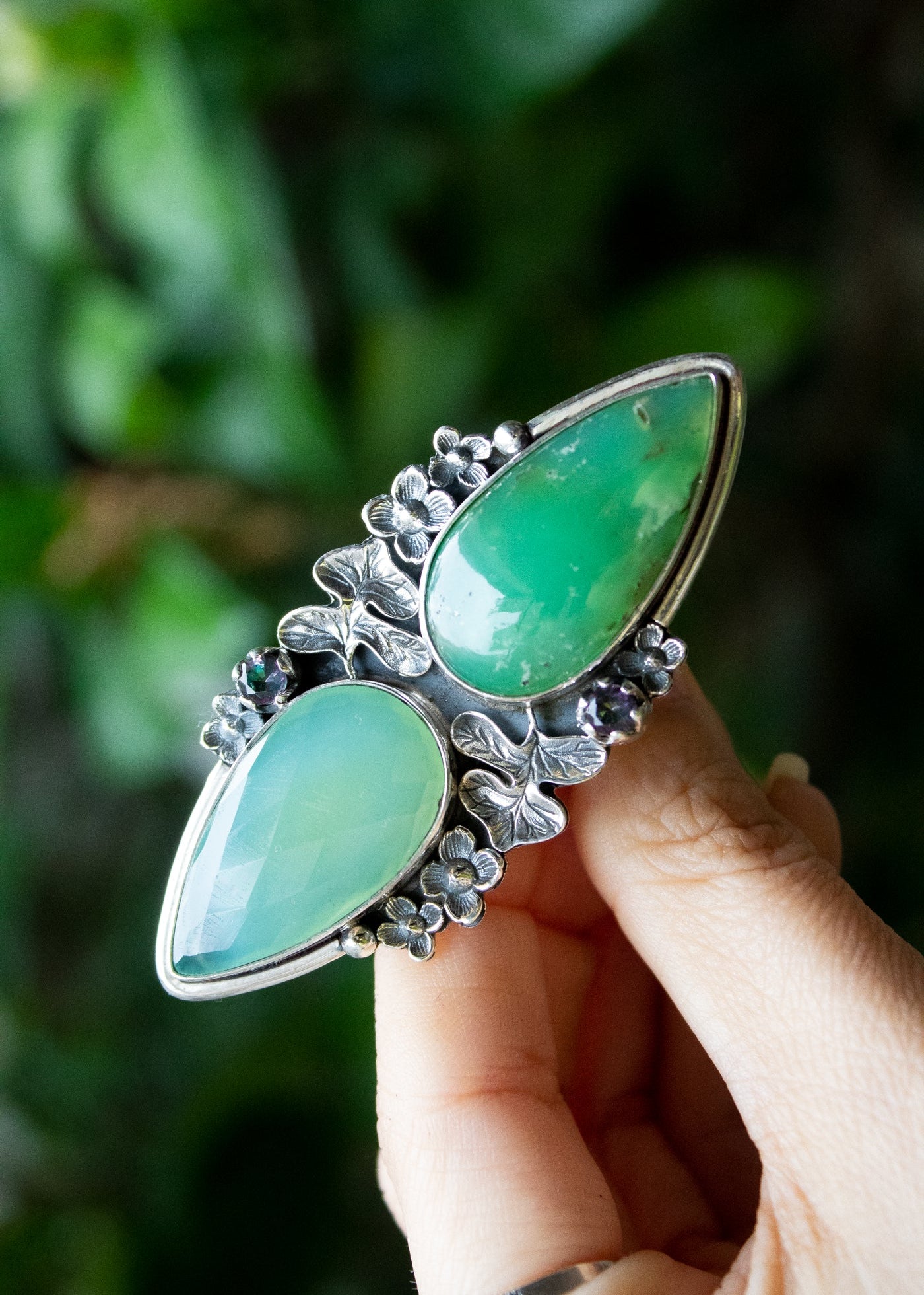 Aqua Chalcedony & Chrysoprase Ring, AR-6682