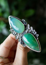 Aqua Chalcedony & Chrysoprase Ring, AR-6682