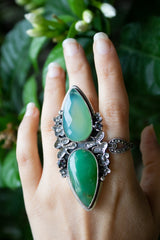 Aqua Chalcedony & Chrysoprase Ring, AR-6682