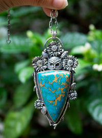 Collier pendentif déclaration Kingman Turquoise AP-6756