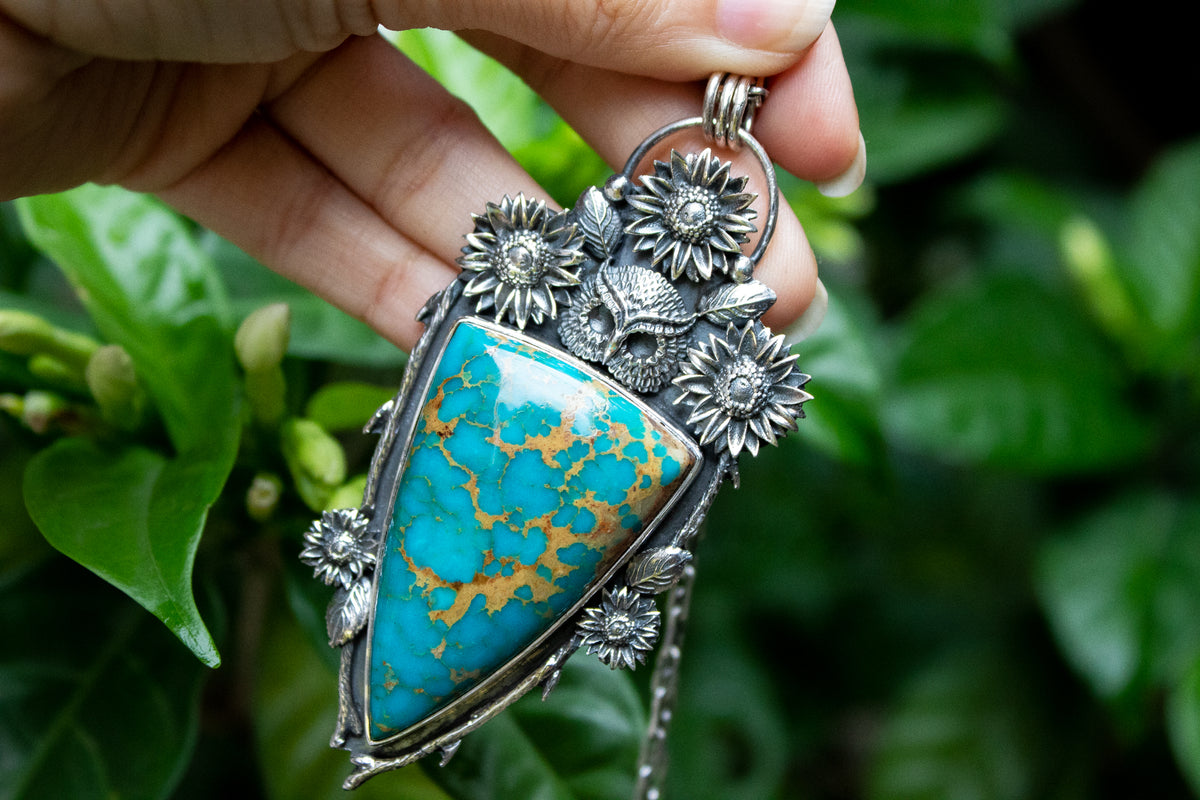 Collier pendentif déclaration Kingman Turquoise AP-6756