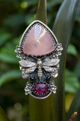 Garden of Grace: Pink Aquamarine & Tourmaline Ring, AR-7435