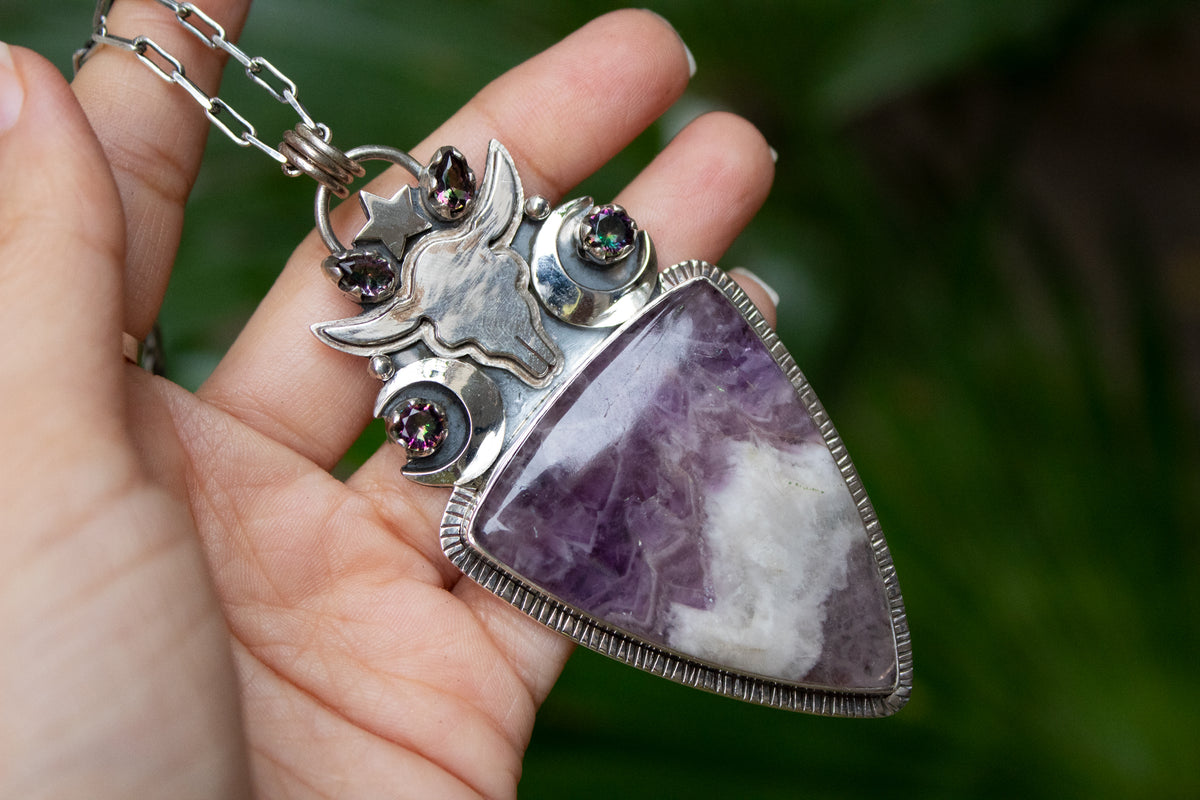 Amethyst Lace Pendant with Cattle AP-6755