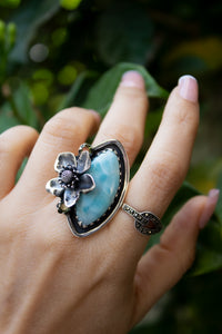 Ocean Blossom: Larimar & Peridot Ring, AR-7436