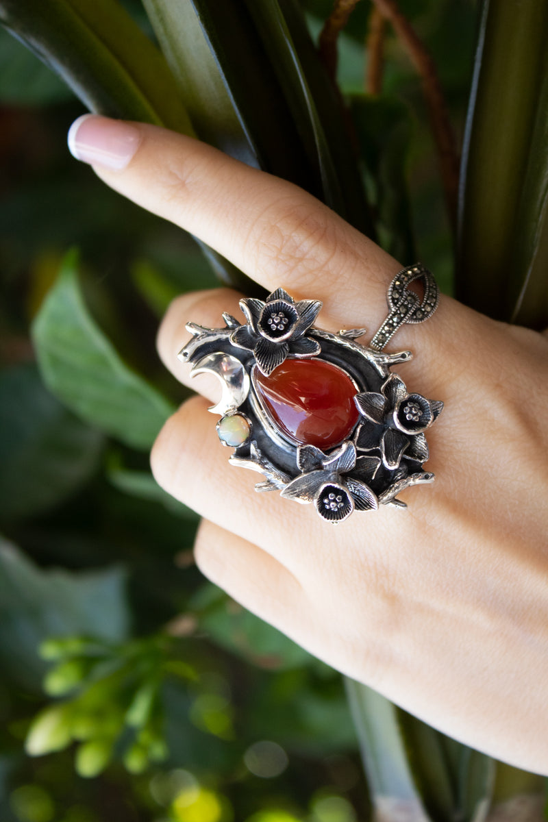 Anillo de piedras preciosas ovaladas de cornalina natural, piedra natal de agosto, piedra naranja, banda retorcida, SKU 6246