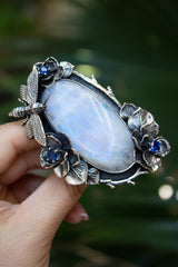 Pollinator of Dreams – Moonstone & Kyanite Bloom Ring, AR-7596