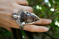 Anillo llamativo de ágata con tubo de barra, AR-6745