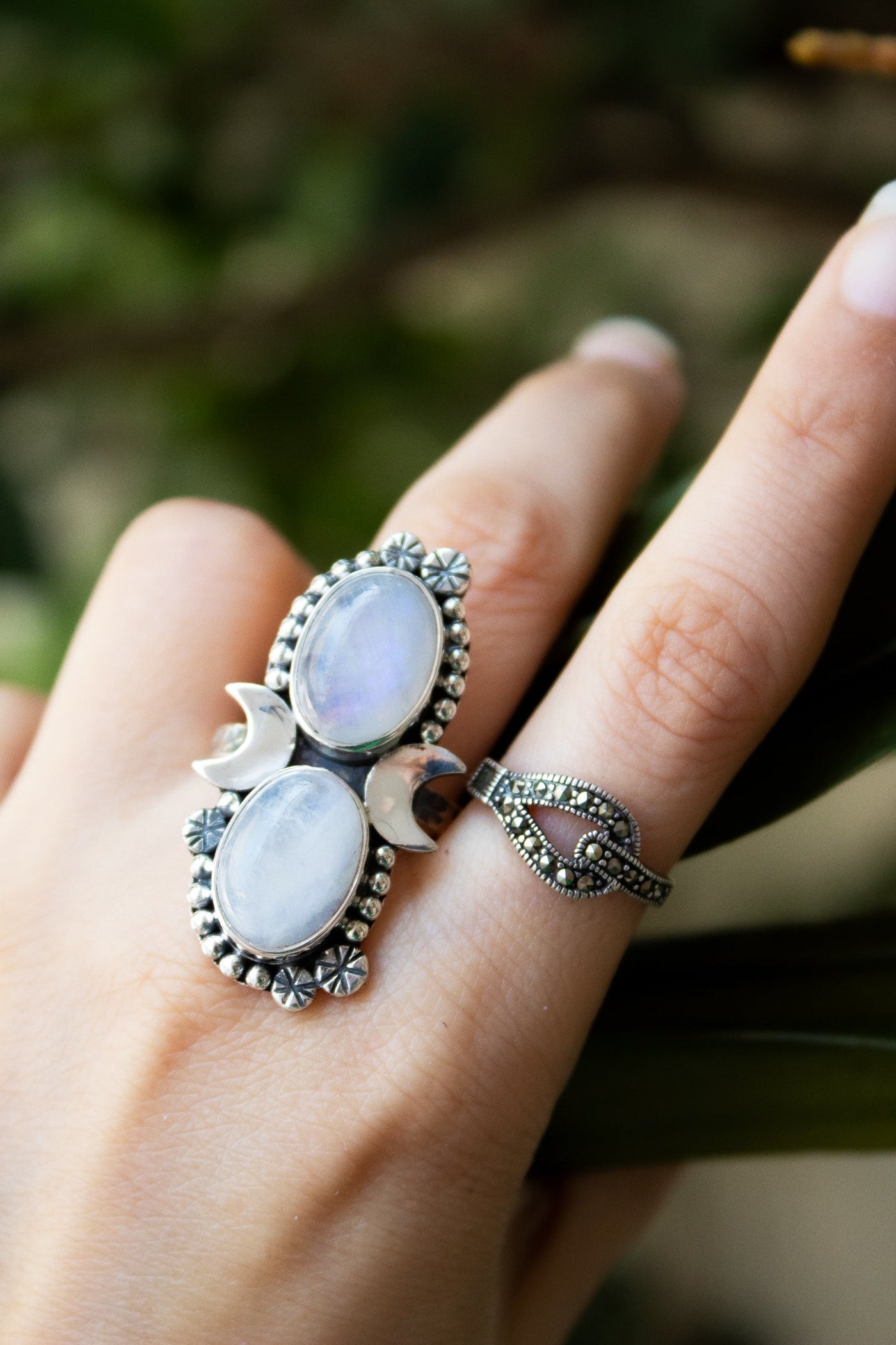 Moonstone Ring with Half Moon, AR- 6687