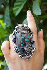 Anillo de Shattuckita con Tema Marino, AR-6661