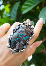 Anillo de Shattuckita con Tema Marino, AR-6661