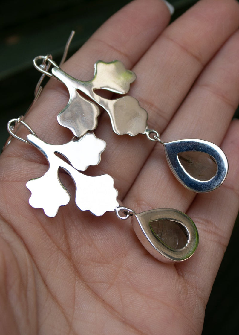 Aretes de prehnita Aretes de plata esterlina Colgantes de manzana verde, SKU 6099