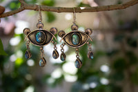 Labradorite Evil Eye Earrings, AE- 7035