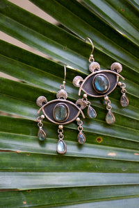 Labradorite Evil Eye Earrings, AE- 7035