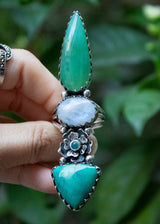 Chrysoprase, Moonstone & Turquoise Ring, AR-6684