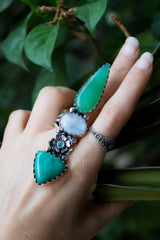 Chrysoprase, Moonstone & Turquoise Ring, AR-6684