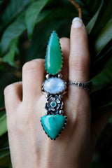 Chrysoprase, Moonstone & Turquoise Ring, AR-6684