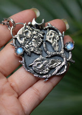 Night's Watch: Three Owls and Moonstone Pendant AP-7043