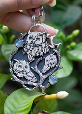 Night's Watch: Three Owls and Moonstone Pendant AP-7043