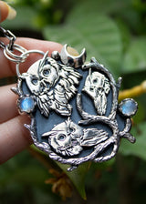 Night's Watch: Three Owls and Moonstone Pendant AP-7043