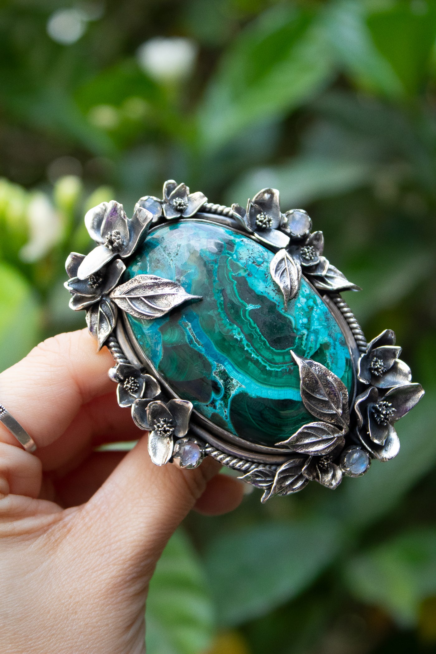 Chrysocolla & Moonstone Ring, AR- 7460