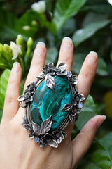 Chrysocolla & Moonstone Ring, AR- 7460