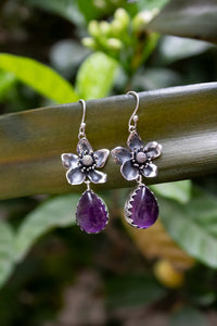Violet Bloom Drops: Amethyst Earrings, AE- 7454