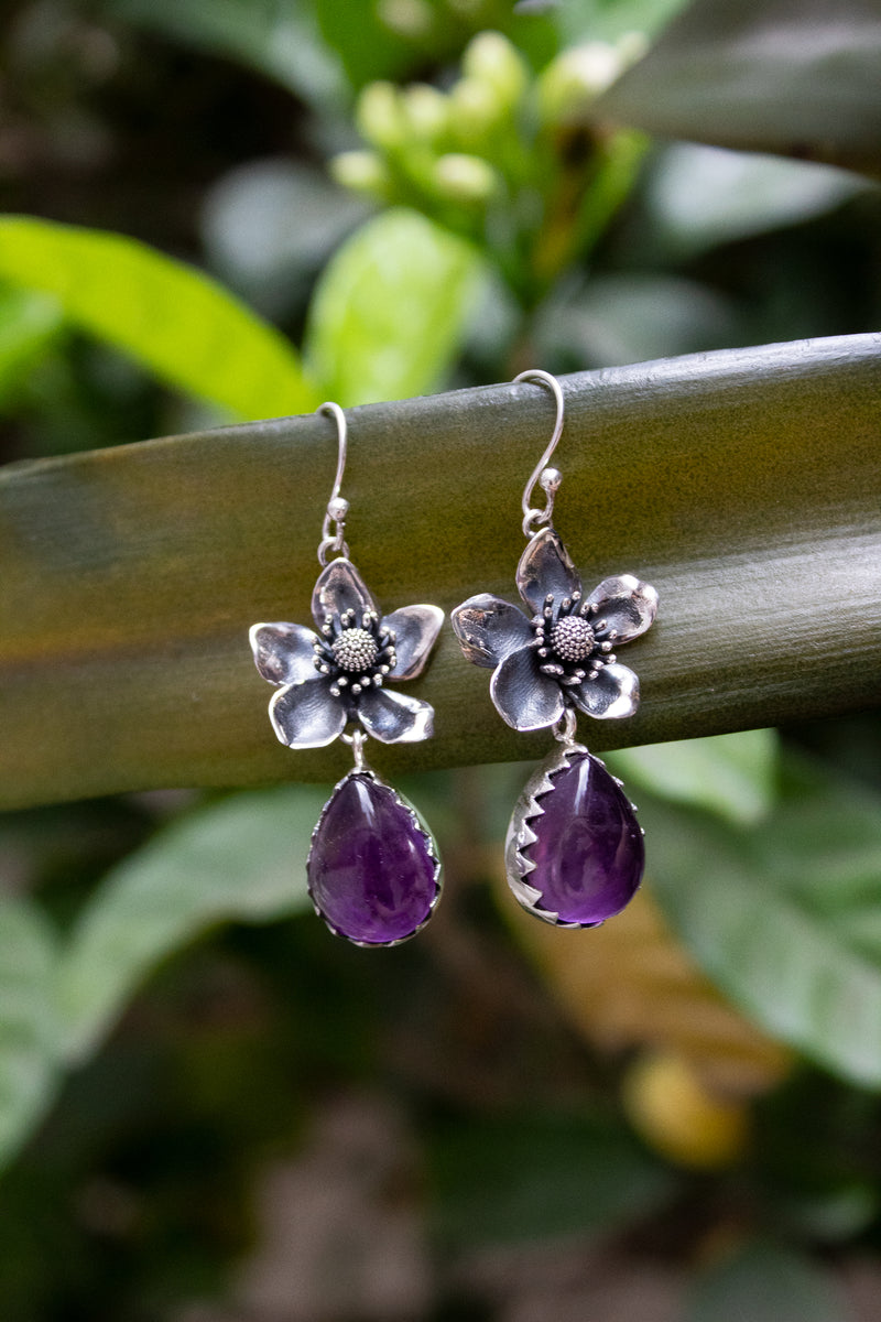 Violet Bloom Drops: Amethyst Earrings, AE- 7454