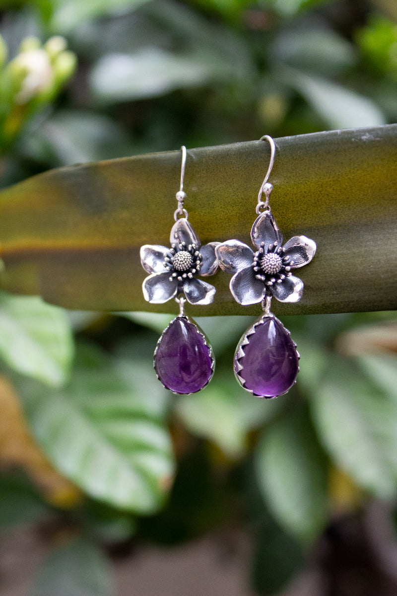 Violet Bloom Drops: Amethyst Earrings, AE- 7454
