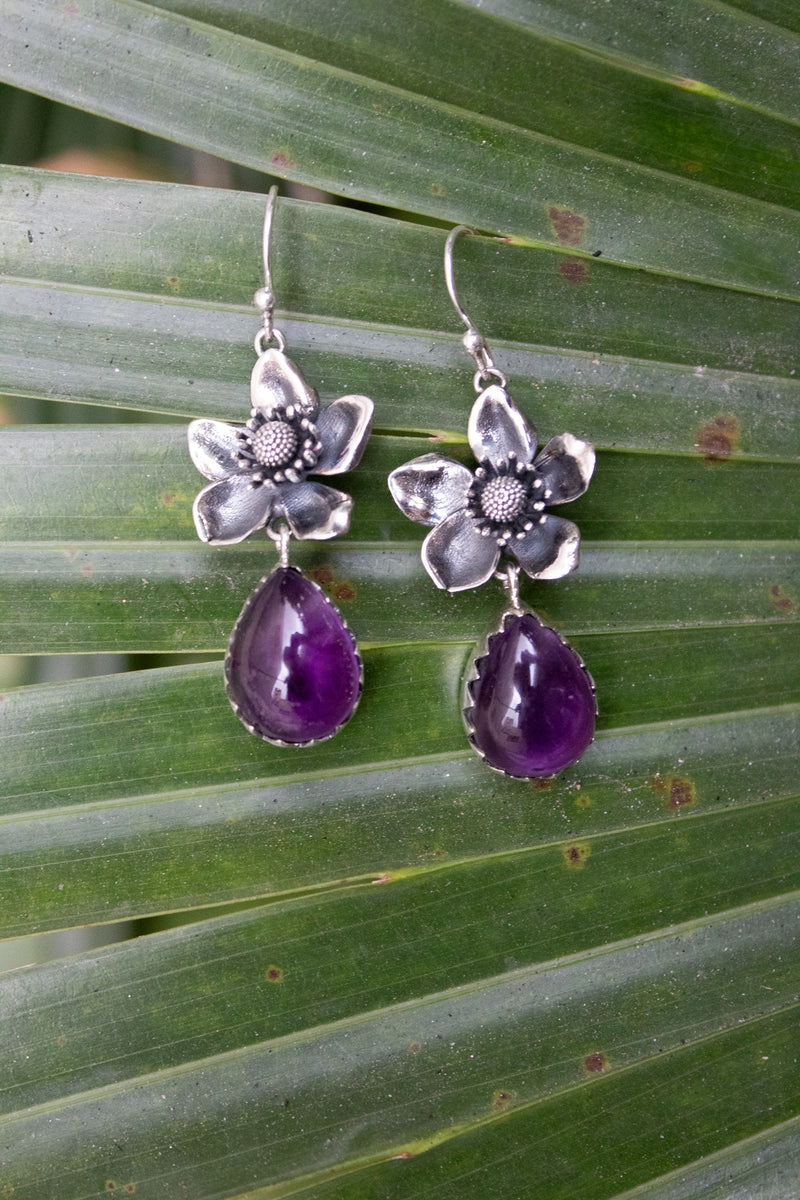 Violet Bloom Drops: Amethyst Earrings, AE- 7454