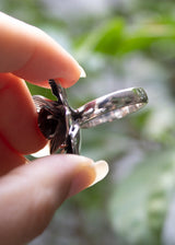 Whispering Petals: Smokey Quartz Sterling Silver Blossom Ring,AR-7441