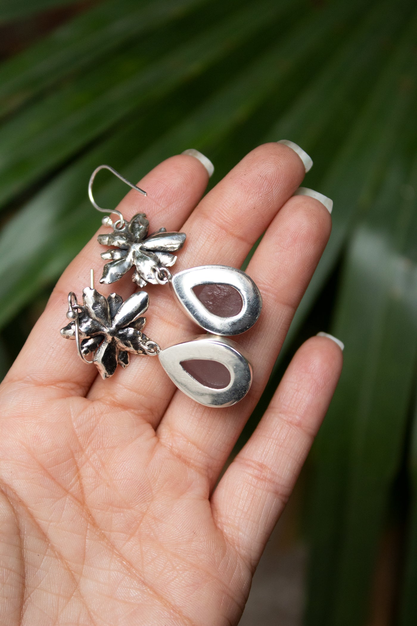 Blush in Bloom" — Rose Quartz & Silver Blossom Earrings, AR- 7466
